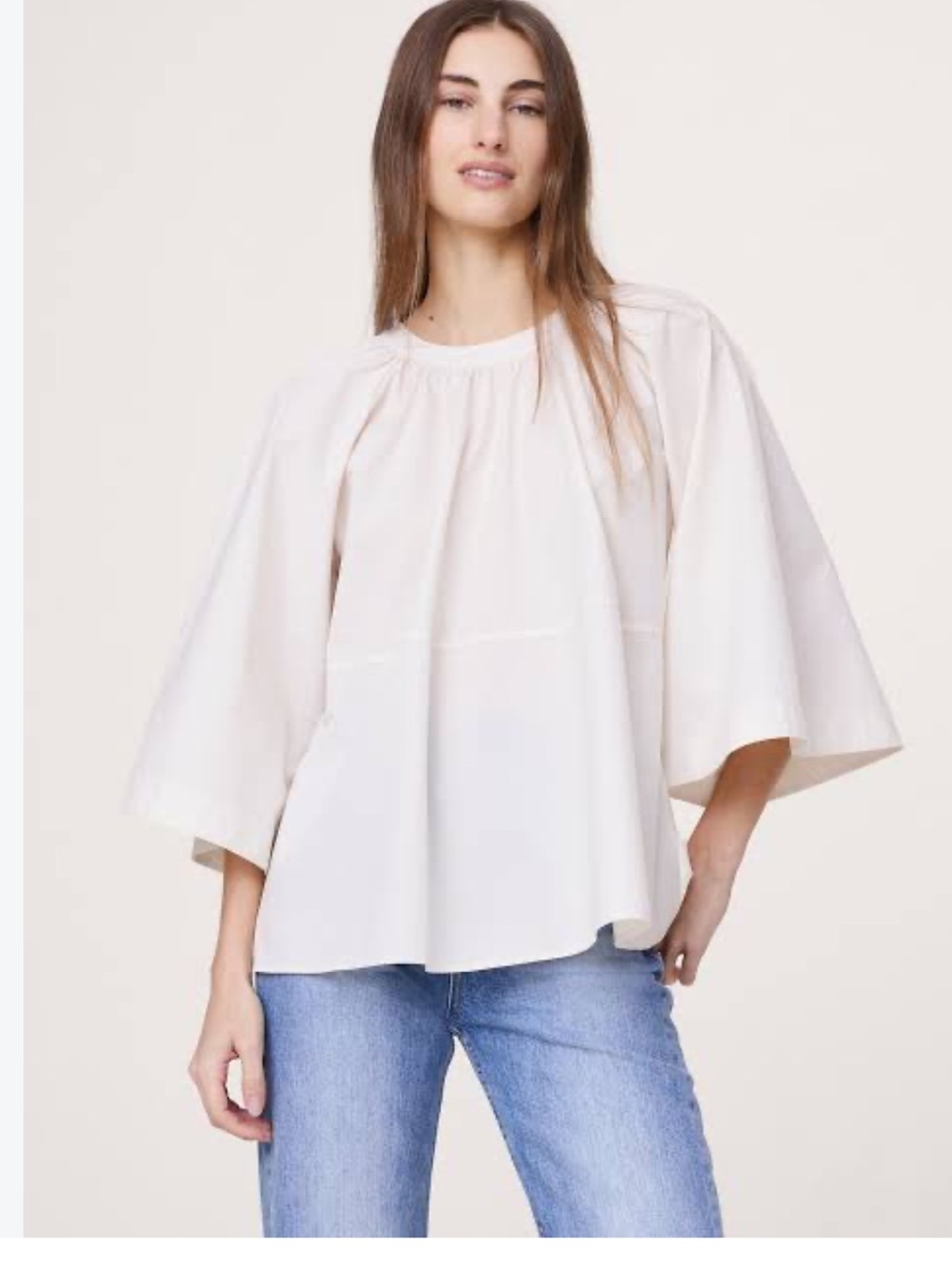 Banana Republic Cream Oversized Poplin Top Sz Large  Fuller Sleeves 
Casual